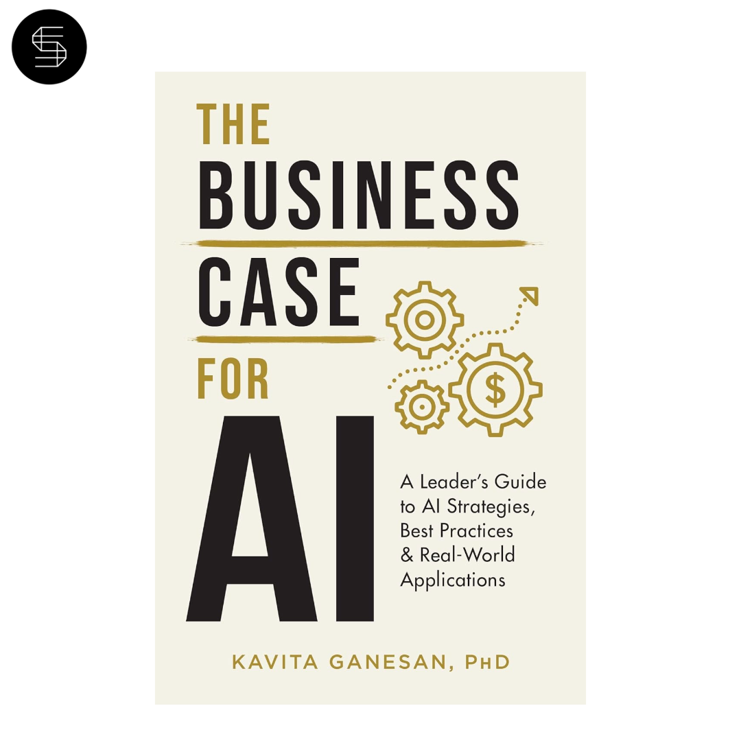 Cover of the book The Business Case for AI, exploring the role of artificial intelligence in business strategy. Stunning Marketplace product.