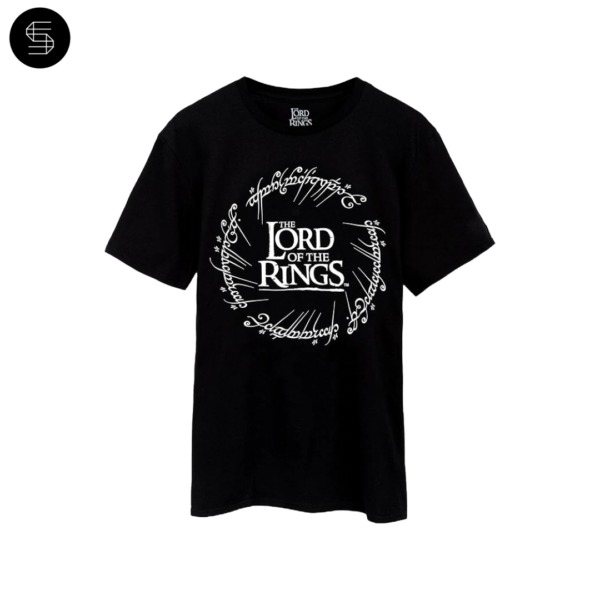 Black Lord of the Rings T-shirt featuring iconic designs from the film series. Stunning Marketplace product.