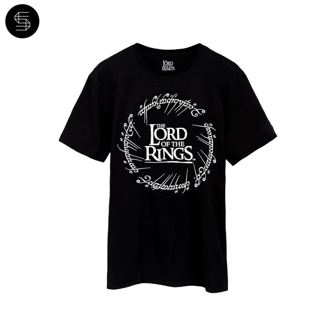 Black Lord of the Rings T-shirt featuring iconic designs from the film series. Stunning Marketplace product.